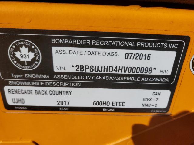 2017 SKI DOO RENEGADE 2BPSUJHD4HV000098