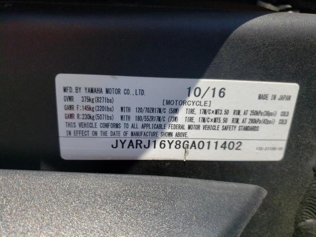 2016 YAMAHA YZFR6 C JYARJ16Y8GA011402