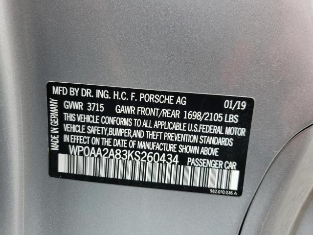 2019 PORSCHE CAYMAN BAS WP0AA2A83KS260434