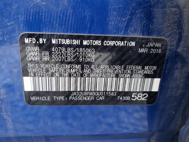 2016 MITSUBISHI LANCER GT JA32U8FW3GU011583