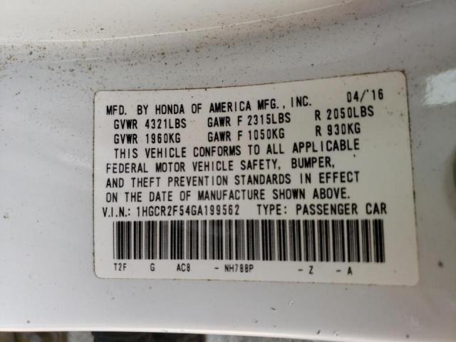 1HGCR2F54GA199562 Honda Accord Spo 2016. Фото: 9
