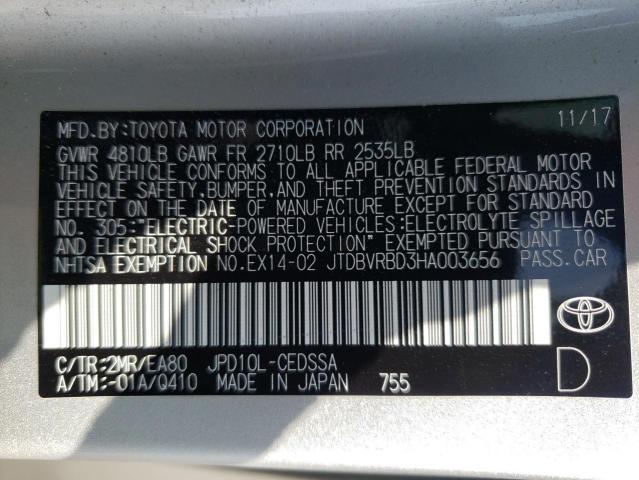 2017 TOYOTA MIRAI JTDBVRBD3HA003656