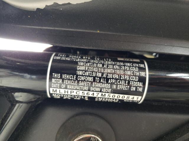 2021 HONDA CMX500 A2 MLHPC5647M5000841