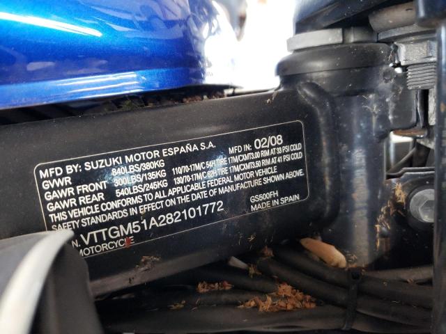 2008 SUZUKI GS500 VTTGM51A282101772