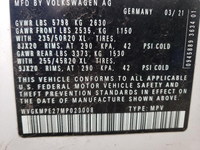 2021 VOLKSWAGEN ID.4 PRO S WVGKMPE27MP023008