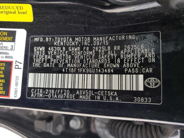 2016 TOYOTA CAMRY LE - 4T1BF1FK9GU143484