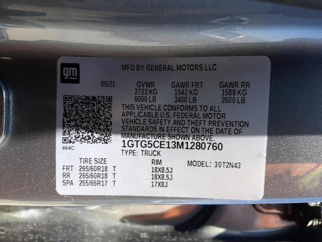 2021 GMC CANYON ELE 1GTG5CE13M1280760