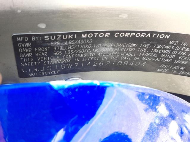 2006 SUZUKI GSX1300 R JS1GW71A262109404