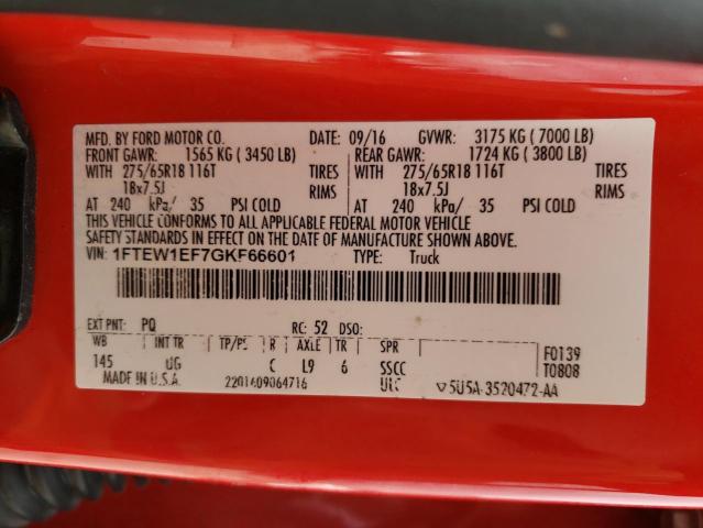 2016 FORD F150 SUPER - 1FTEW1EF7GKF66601