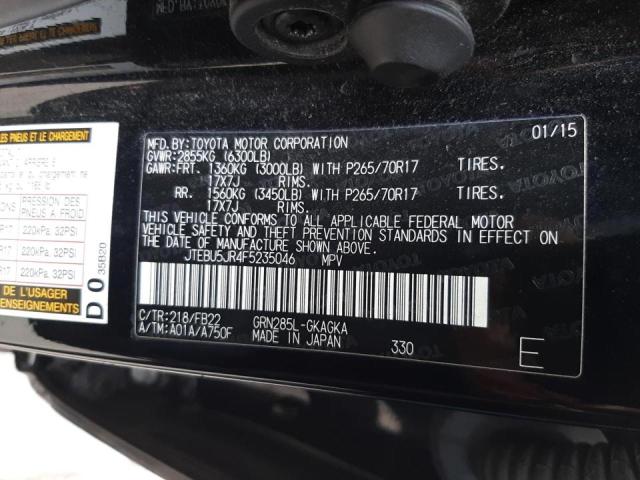 2015 TOYOTA 4RUNNER SR JTEBU5JR4F5235046