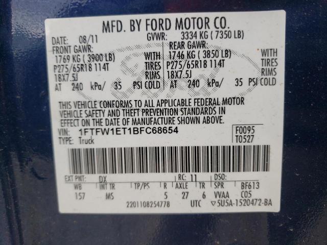 1FTFW1ET1BFC68654 Ford F150 Super 2011. Фото: 9