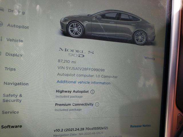2015 TESLA MODEL S 90 5YJSA1V28FF099098