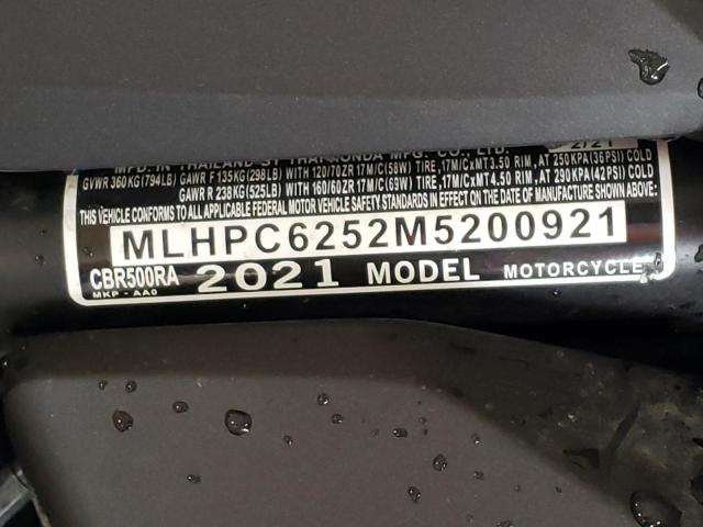 2021 HONDA CBR500 RA MLHPC6252M5200921