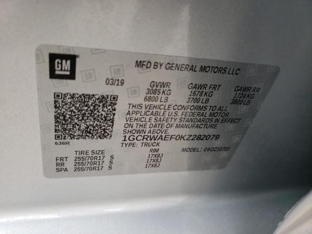 2019 CHEVROLET 1500 1GCRWAEF0KZ282079
