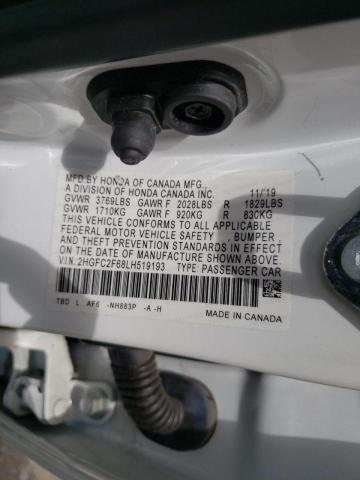 2HGFC2F68LH519193 Honda Civic Lx 2020. Фото: 9