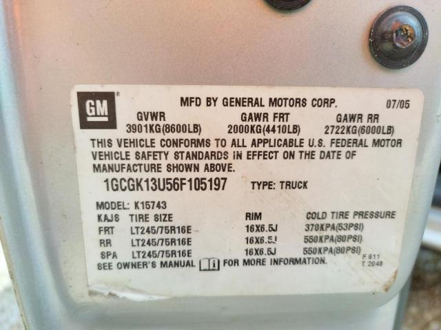 1GCGK13U56F105197 Chevrolet Silverado 2006. Фото: 9