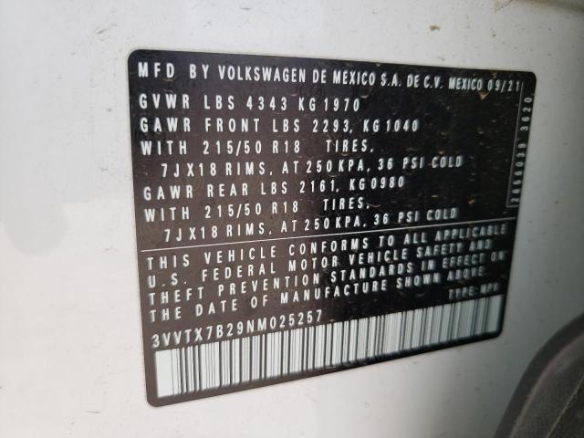 3VVTX7B29NM025257 Volkswagen Taos SE  10