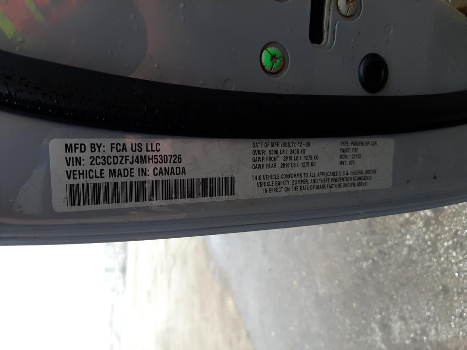 2C3CDZFJ4MH530726 2021 Dodge Challenger R/T Scat Pack