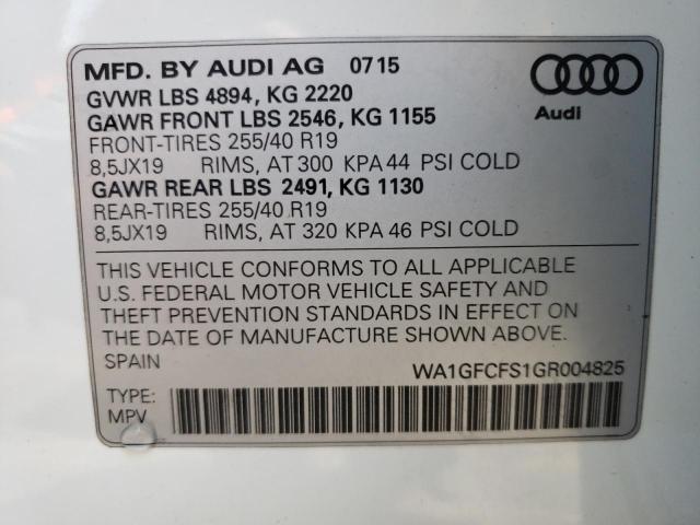 2016 AUDI Q3 PRESTIG WA1GFCFS1GR004825