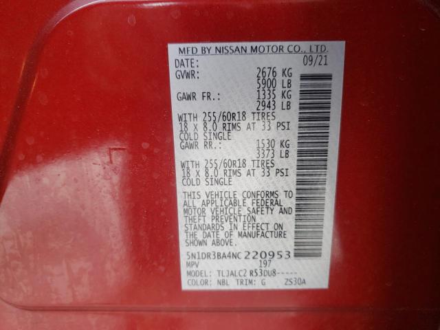 5N1DR3BA4NC220953 Nissan Pathfinder 2022. Фото: 9