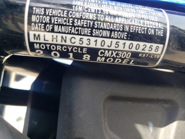 2018 HONDA CMX300 MLHNC5310J5100258