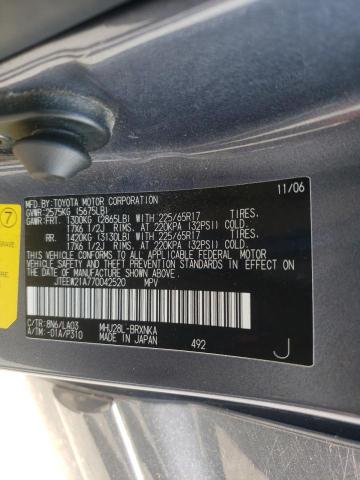 JTEEW21A770042520 Toyota Highlander 2007. Фото: 9