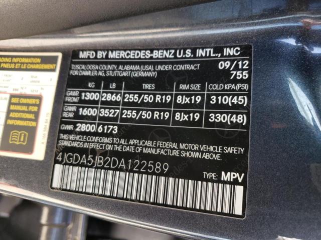 VIN 4JGDA5JB2DA122589 2013 Mercedes-Benz ML-Class, 350 no.10