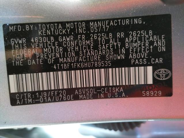 2017 TOYOTA CAMRY 4C 4T1BF1FK6HU789535