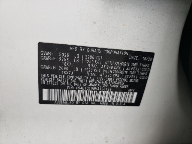 2021 SUBARU OUTBACK ON 4S4BTGLD9M3128129