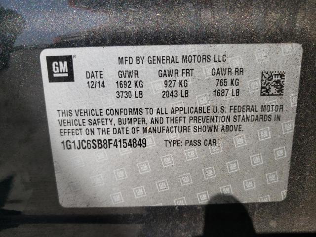 1G1JC6SB8F4154849 Chevrolet Sonic Lt 2015. Фото: 9