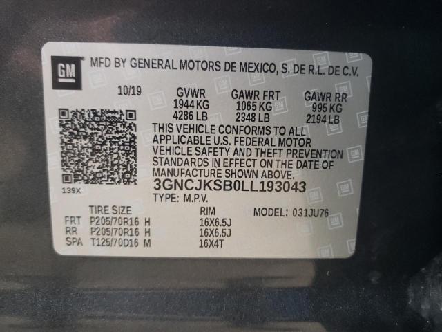 2020 CHEVROLET TRAX LS 3GNCJKSB0LL193043