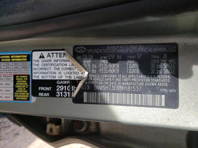 5NMSH73E68H181537 Hyundai Santa Fe S 2008. Фото: 9