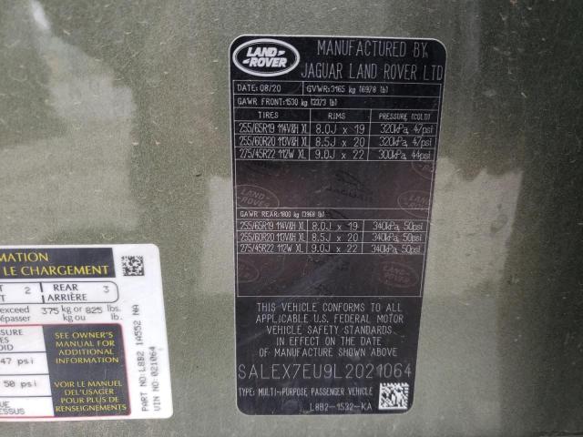 2020 LAND ROVER DEFENDER 1 SALEX7EU9L2021064