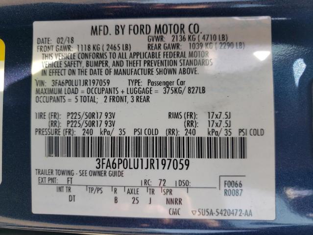 3FA6P0LU1JR197059 Ford Fusion Se 2018. Фото: 9