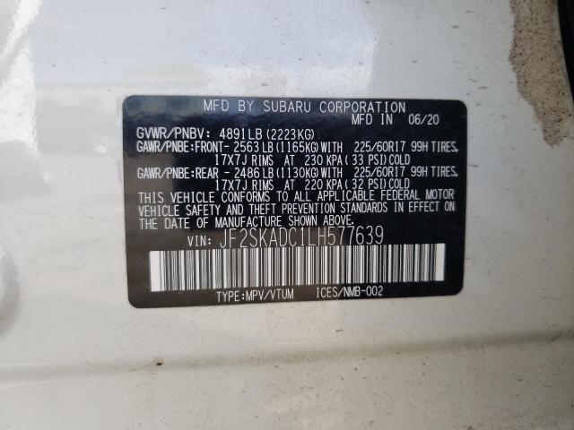 2020 SUBARU FORESTER JF2SKADC1LH577639