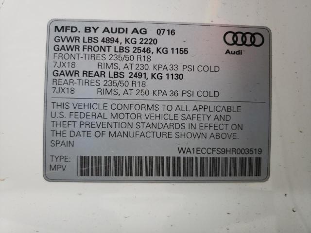 2017 AUDI Q3 PREMIUM WA1ECCFS9HR003519