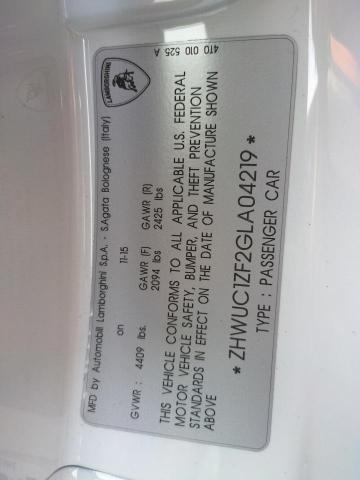 2016 LAMBORGHINI HURACAN ZHWUC1ZF2GLA04219