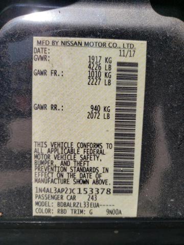 1N4AL3AP2JC153378 Nissan Altima 2.5 2018. Фото: 9