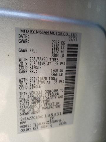 2021 NISSAN MURANO SL 5N1AZ2CJ6MC138331