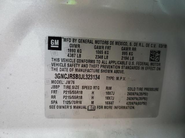 2018 CHEVROLET TRAX PREMI 3GNCJRSB0JL323134