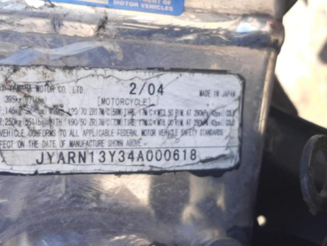 2004 YAMAHA YZFR1 C JYARN13Y34A000618