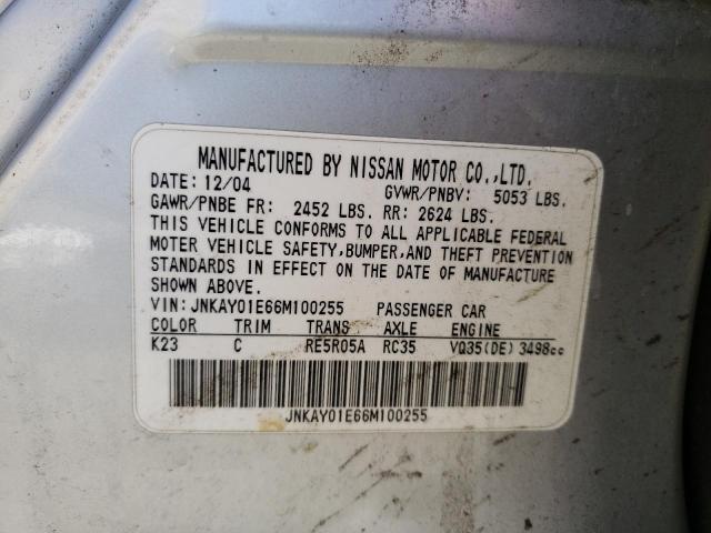 JNKAY01E66M100255 Infiniti M35 Base 2006. Фото: 9