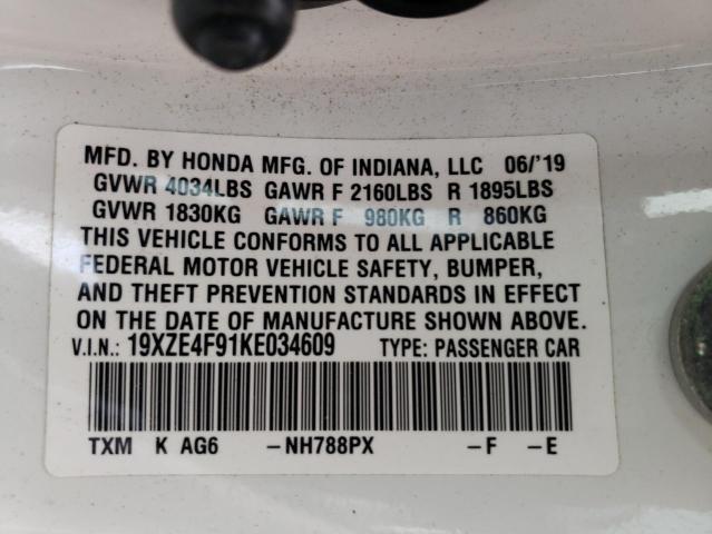 2019 HONDA INSIGHT TO 19XZE4F91KE034609