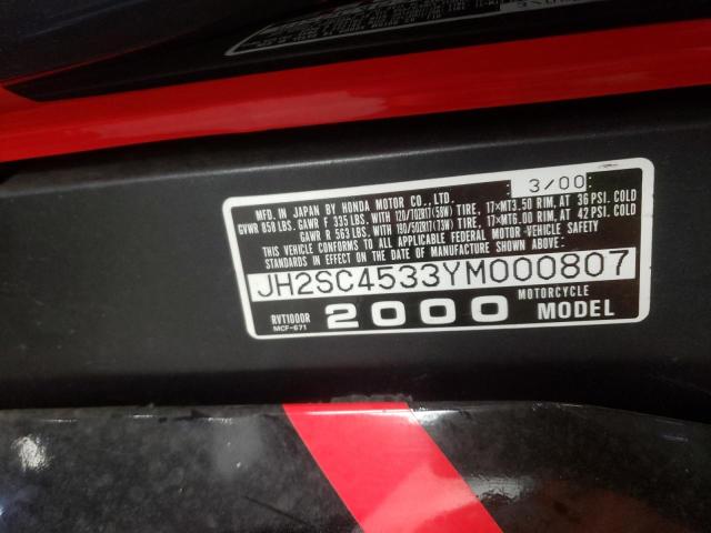 2000 HONDA RVT1000 R JH2SC4533YM000807