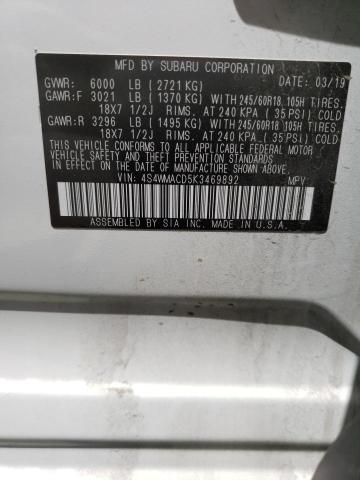 2019 SUBARU ASCENT PRE 4S4WMACD5K3469892