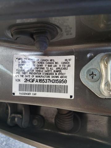 2HGFA16537H315950 Honda Civic Lx 2007. Фото: 9