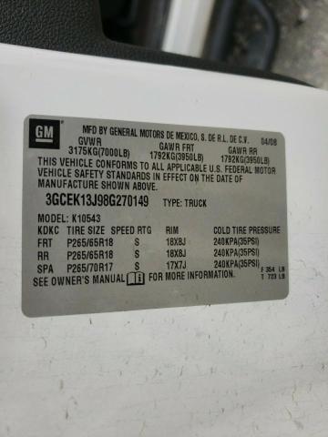 3GCEK13J98G270149 Chevrolet Silverado 2008. Фото: 9