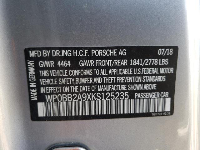 2019 PORSCHE 911 TARGA WP0BB2A9XKS125235