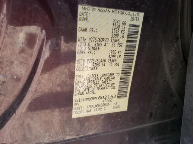 2015 NISSAN ARMADA SV - 5N1BA0ND0FN602163