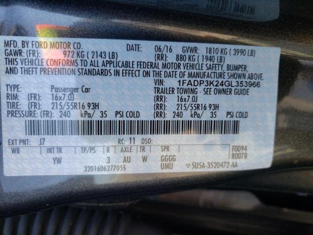 2016 FORD FOCUS SE 1FADP3K24GL353966